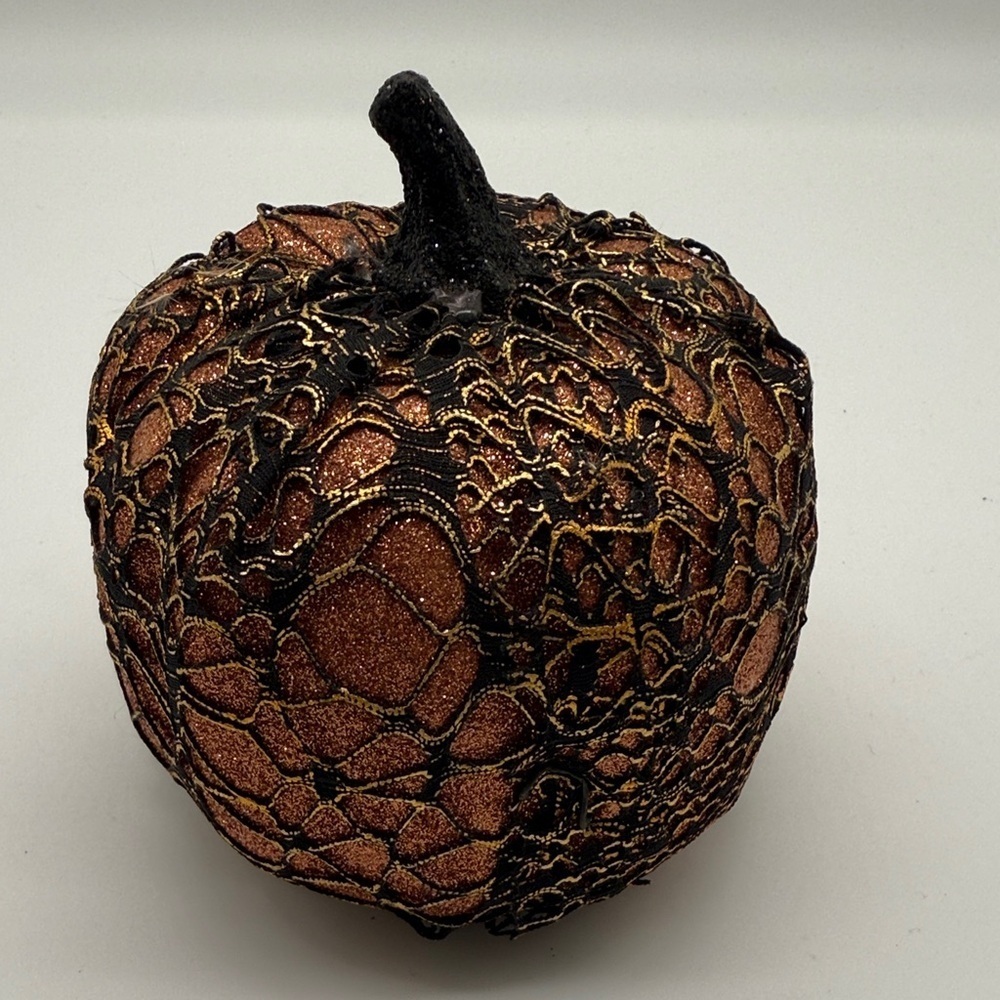 Halloween Decor Glitter Crackle Orange/Gold/Black Foam Pumpkin